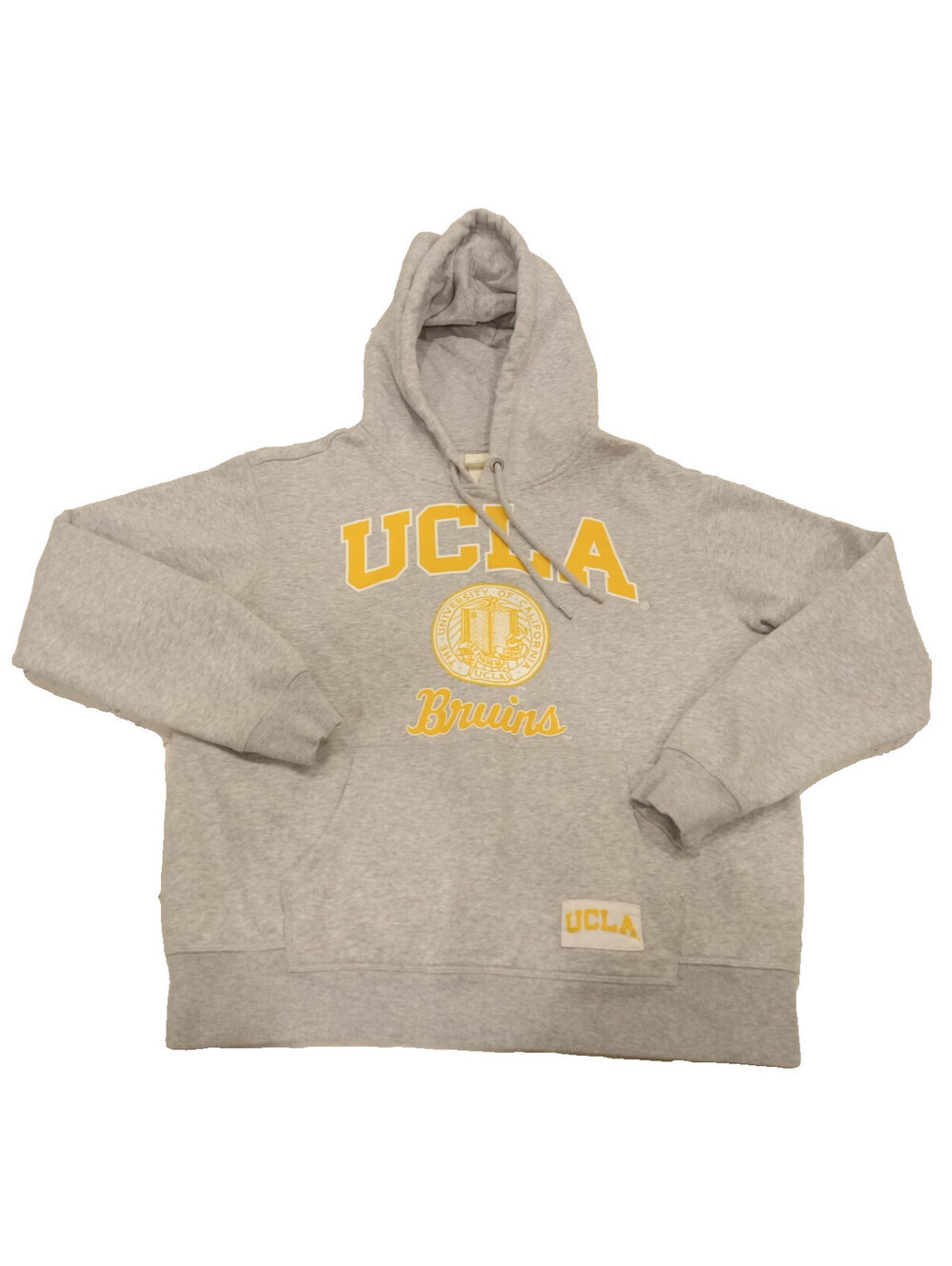 H&M UCLA Bruins Hoodie Womens Medium Gray Yellow Spellout Patch Pullover M